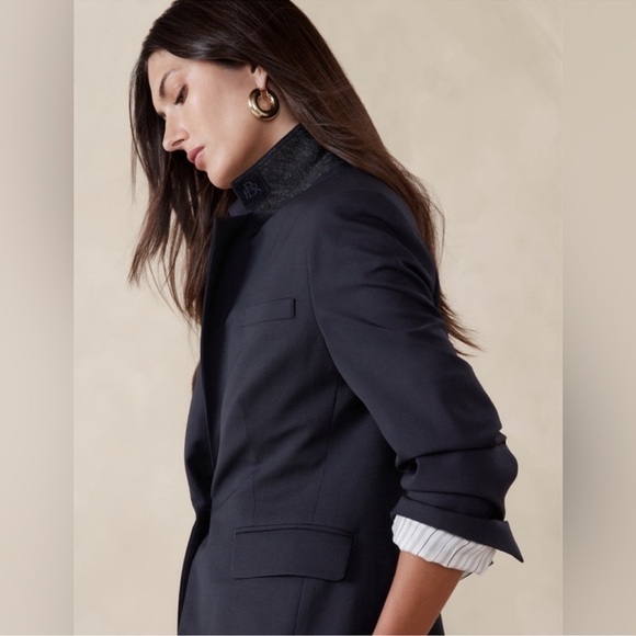 NWT! BANANA REPUBLIC NAVY SIENA SLIM ITALIAN WOOL BLAZER 💛 - Picture 6 of 16